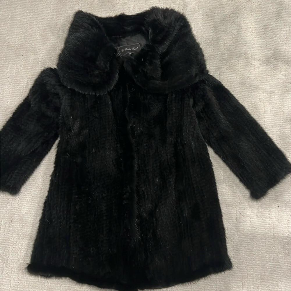 Belle Fare XS BRAND NEW Mink Fur Oversized-Collar Coat